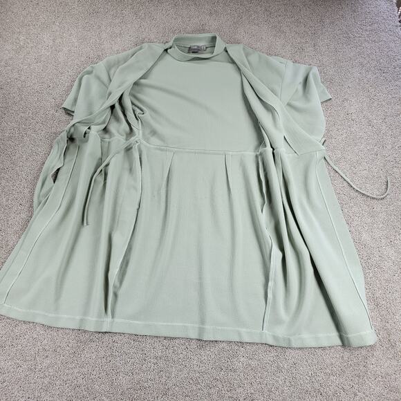 ASOS Womens Dress 4 Mint Green Textured Wrap V Neck Plunge Kimono Tie Waist - Picture 4 of 16